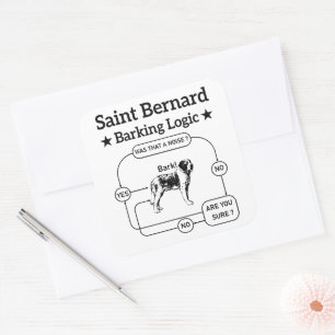 Adesivo Quadrado Santo Bernard Barking Lógico Funny Dog Proprietári