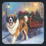 Adesivo Quadrado Santo Bernard Christmas Fesason Season<br><div class="desc">Prepare-se para celebrar o feriado com o nosso charmoso Design cênico de Natal do Cão! Este delicioso produto apresenta adoráveis companheiros caninos rodando em meio a uma terra maravilhosa do inverno, adornada com luzes cintilantes, holly, e ornamentos festivos. Seu coração derreterá enquanto você testemunha cachorros vestidos com chapéus de Papai...</div>