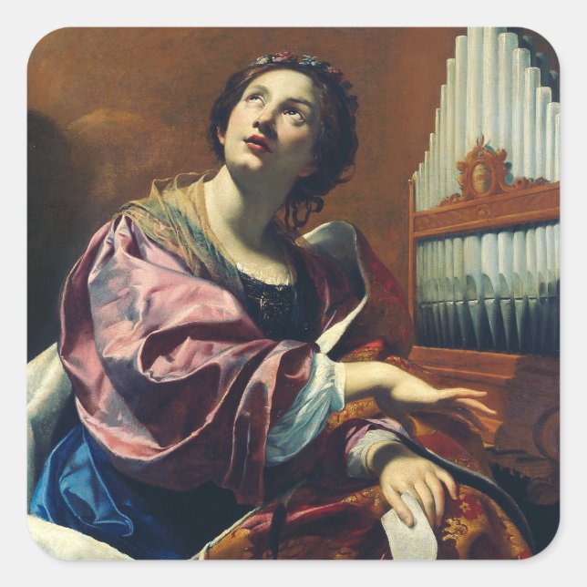 Adesivo Quadrado Santo Cecilia por Simon Vouet (Frente)