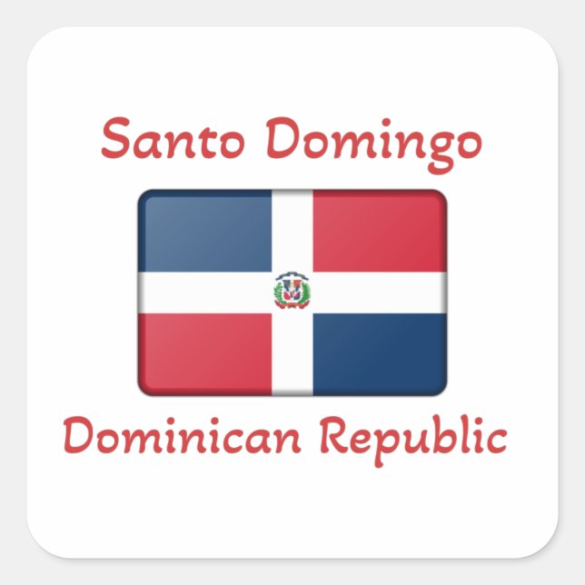 Adesivo Quadrado Santo Domingo República Dominicana Bandeira (Frente)