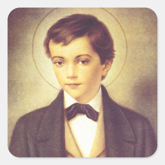 Adesivo Quadrado Santo Dominic Savio estudante de John Bosco (Frente)