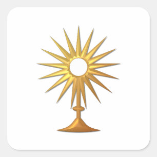 Adesivo Quadrado Santo Eucarista em Monstrance ouro
