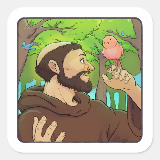 Adesivo Quadrado Santo Francis de Assisi (Frente)