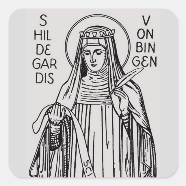 Adesivo Quadrado Santo Hildegard da abadia beneditina de Bingen (Frente)