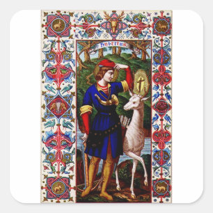 Adesivo Quadrado Santo Huberto de Liège com o cervo