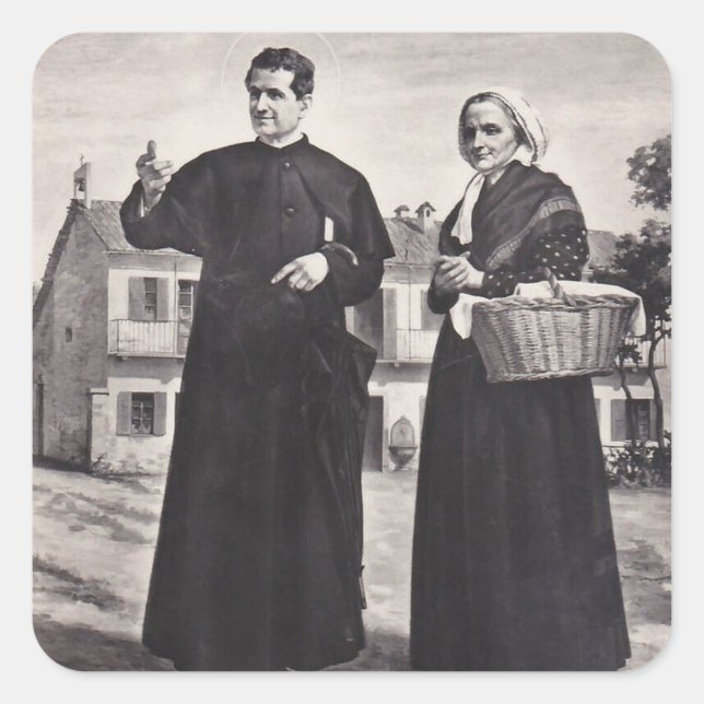 Adesivo Quadrado Santo João Bosco com a Mãe (Frente)