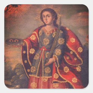 Adesivo Quadrado Santo Lucy no estilo da Escola Cusco