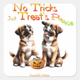 Adesivo Quadrado Santo personalizado de Halloween do Trick Treat Be