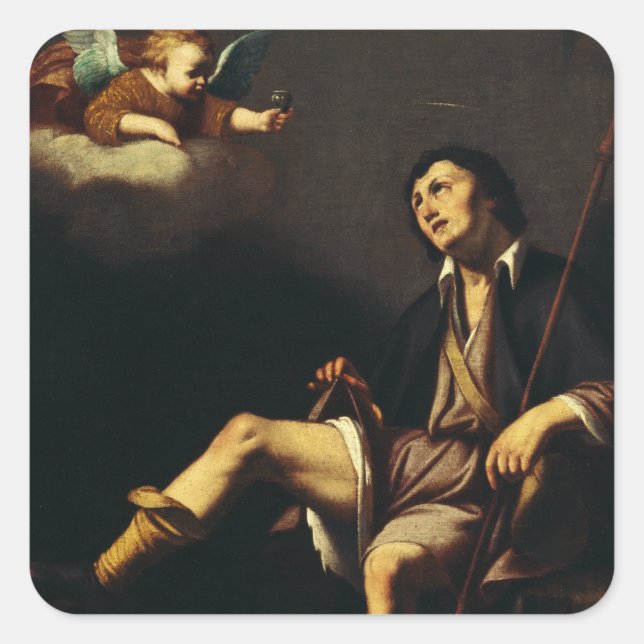Adesivo Quadrado Santo Roch e o Anjo pela Cara François (Frente)