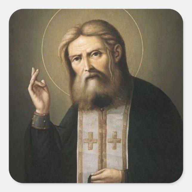 Adesivo Quadrado Santo Seraphim de Sarov (Frente)
