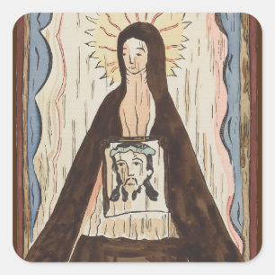 Adesivo Quadrado Santo Veronica Jesus encara pintura de arte antiga