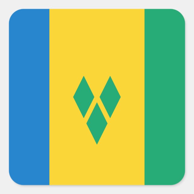 Adesivo Quadrado Santo Vincent & Grenadines Flag (Frente)