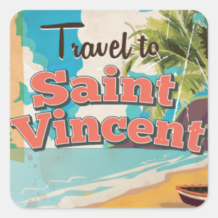 Adesivo Quadrado Santo Vincent viagens vintage.