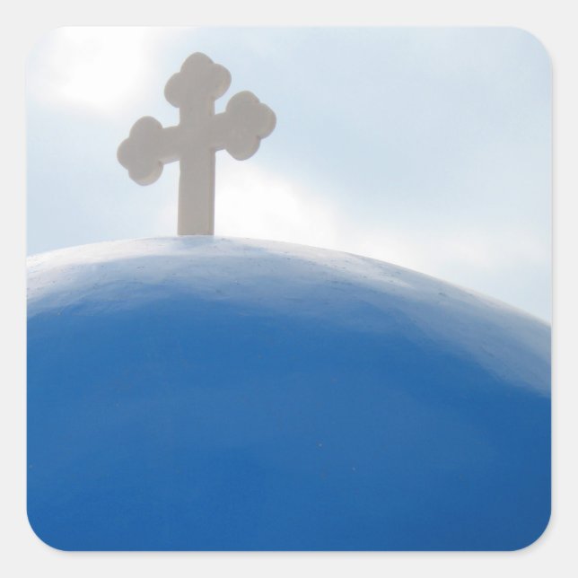 Adesivo Quadrado Santorini Cross na Tarde Sun (Frente)