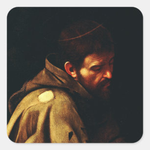 Adesivo Quadrado São Francisco de Assis por Caravaggio Arte Barroca