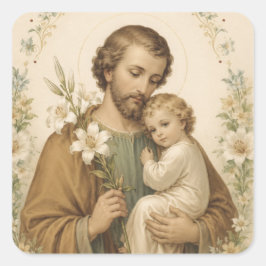Adesivo Quadrado São José e o Menino Jesus Devocional Tradicional