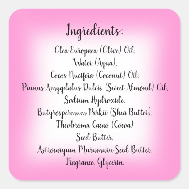 Adesivo Quadrado Sap Skincare Ingredient Listing Product Framed (Frente)