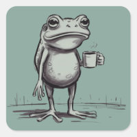 Sapo Bebendo Café Meme Sapo Místico Amante de Sapo
