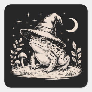 Adesivo Quadrado Sapo Bruxo Vintage Halloween Goblincore