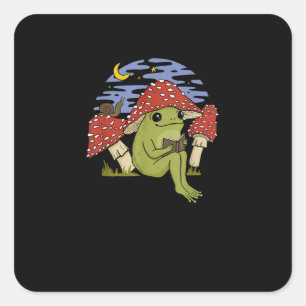 Adesivo Quadrado Sapo com Chapéu de Cogumelo - Cottagecore Goblinco