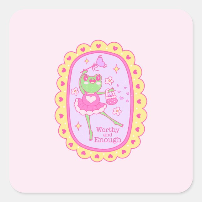 Adesivo Quadrado Sapo de Jolly bonito - Digno e Suficiente (Frente)