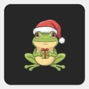 Adesivo Quadrado Sapo de Natal Fofo com Chapéu de Papai Noel Segura