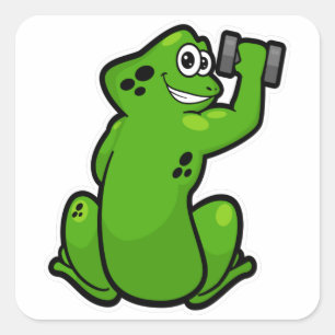 Adesivo Quadrado Sapo em Bodybuilding com Dumbbell