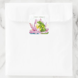 Adesivo Quadrado Sapo engraçado num lótus