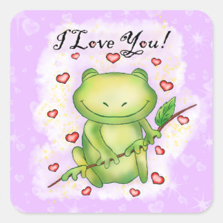 Adesivo Quadrado sapo Feliz dia de os namorados "I Love You" |