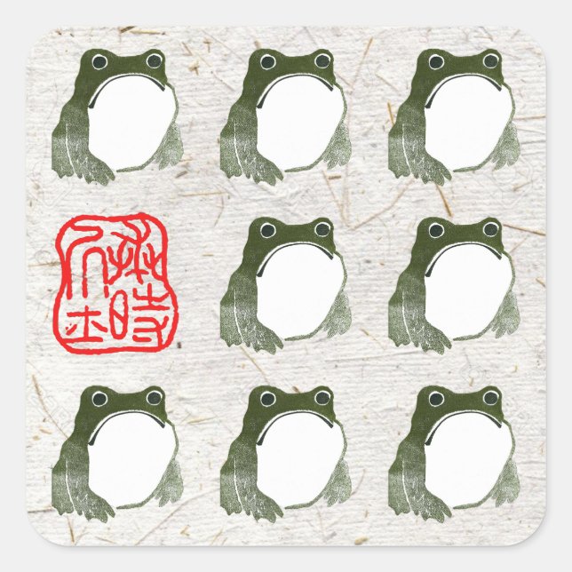 Adesivo Quadrado Sapo Indecente Japonês Fez século XIX (Frente)