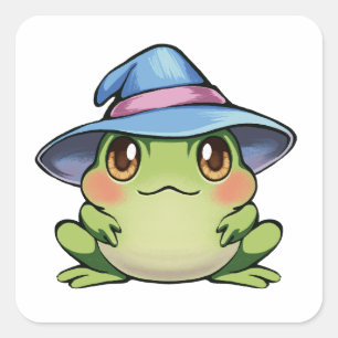 Adesivo Quadrado Sapo mágico num chapéu