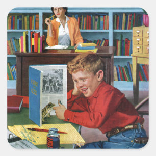 Adesivo Quadrado Sapo na Biblioteca