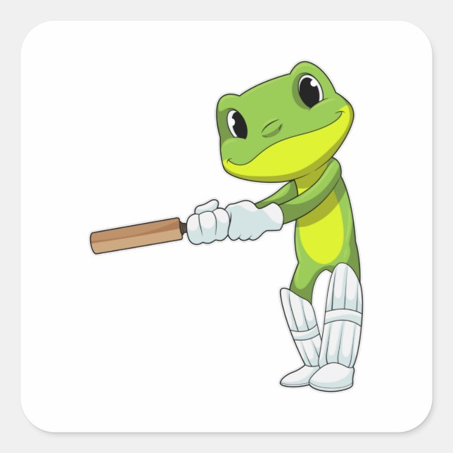 Adesivo Quadrado Sapo no Cricket com morcego de Cricket (Frente)
