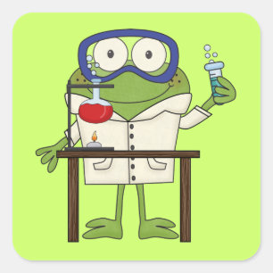 Adesivo Quadrado Sapo no Laboratório de Ciência