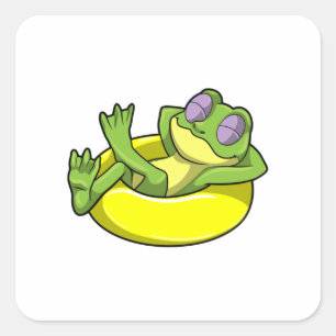 Adesivo Quadrado Sapo para Nadar com anel de Natação