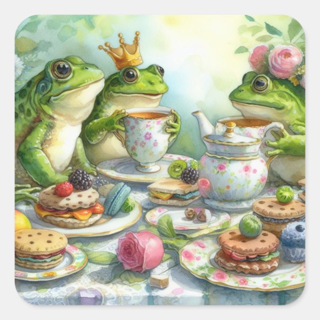 Adesivo Quadrado Sapo Tea Party Stickers (Frente)
