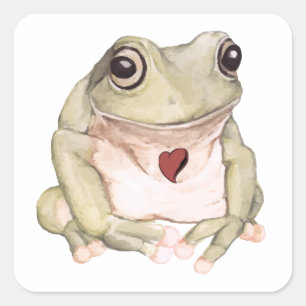 Adesivo Quadrado Sapo verde desenhado à mão