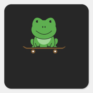 Adesivo Quadrado Sapo Verde Em Skateboard Engraçado Animal Para Cap