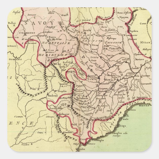 Adesivo Quadrado Sardenha, França, Itália (Frente)