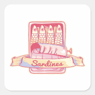 Adesivo Quadrado Sardinhas numa lata