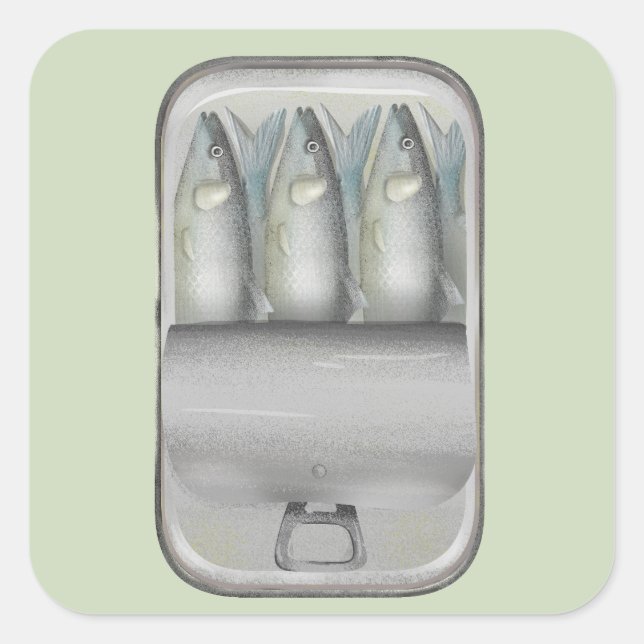 Adesivo Quadrado Sardinhas numa lata (Frente)