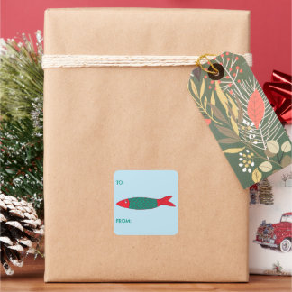 Adesivo Quadrado Sardinhas Vermelhas e Verdes Presente de Natal Par