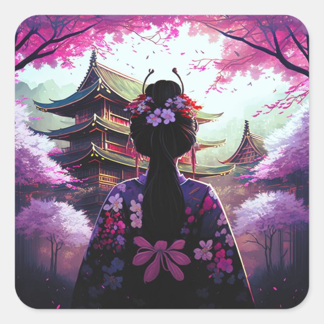 Adesivo Quadrado Sari Kirschblüten - Aufkleber (Frente)
