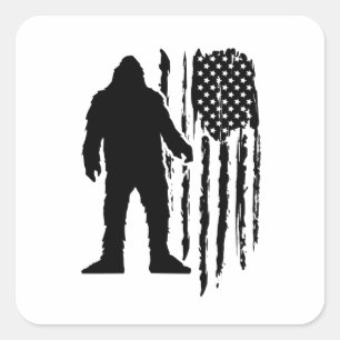 Adesivo Quadrado Sasquatch Bigfoot American Flag