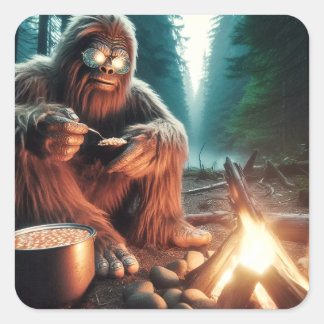 Adesivo Quadrado Sasquatch no Campfire