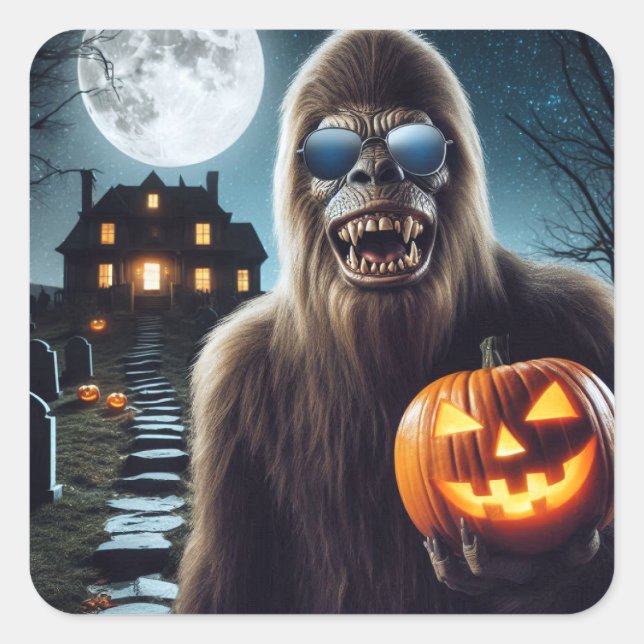 Adesivo Quadrado Sasquatch no Halloween (Frente)