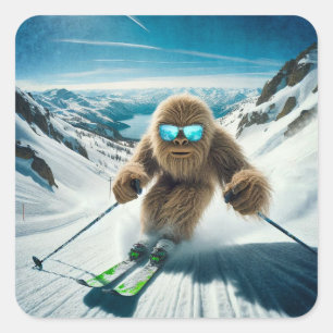 Adesivo Quadrado Sasquatch o Skier