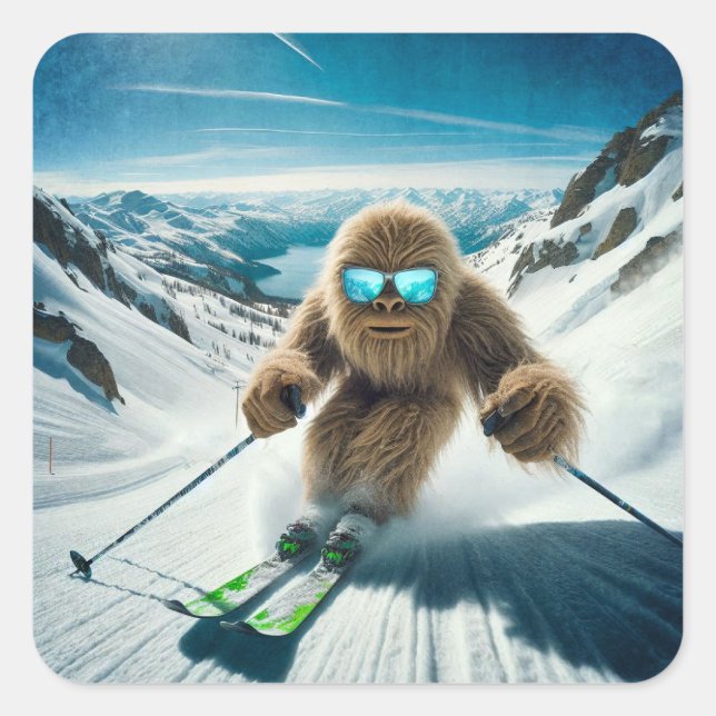 Adesivo Quadrado Sasquatch o Skier (Frente)
