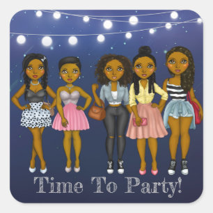 Adesivo Quadrado Sassy Diva Time To Party Square Sticker