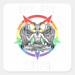Adesivo Quadrado Satã de granizo engraçada Gay LGBT Gótico Baphomet